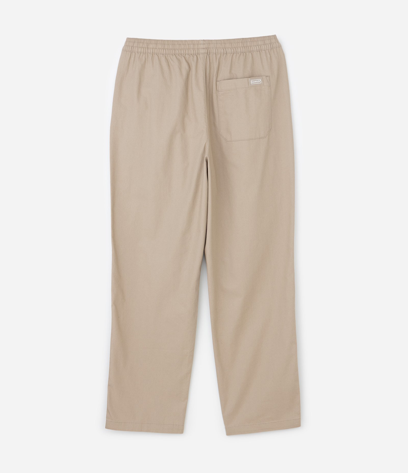 Calça Sarja Lisa com Cós Elástico e Amarração Modelo Relaxed Bege 7