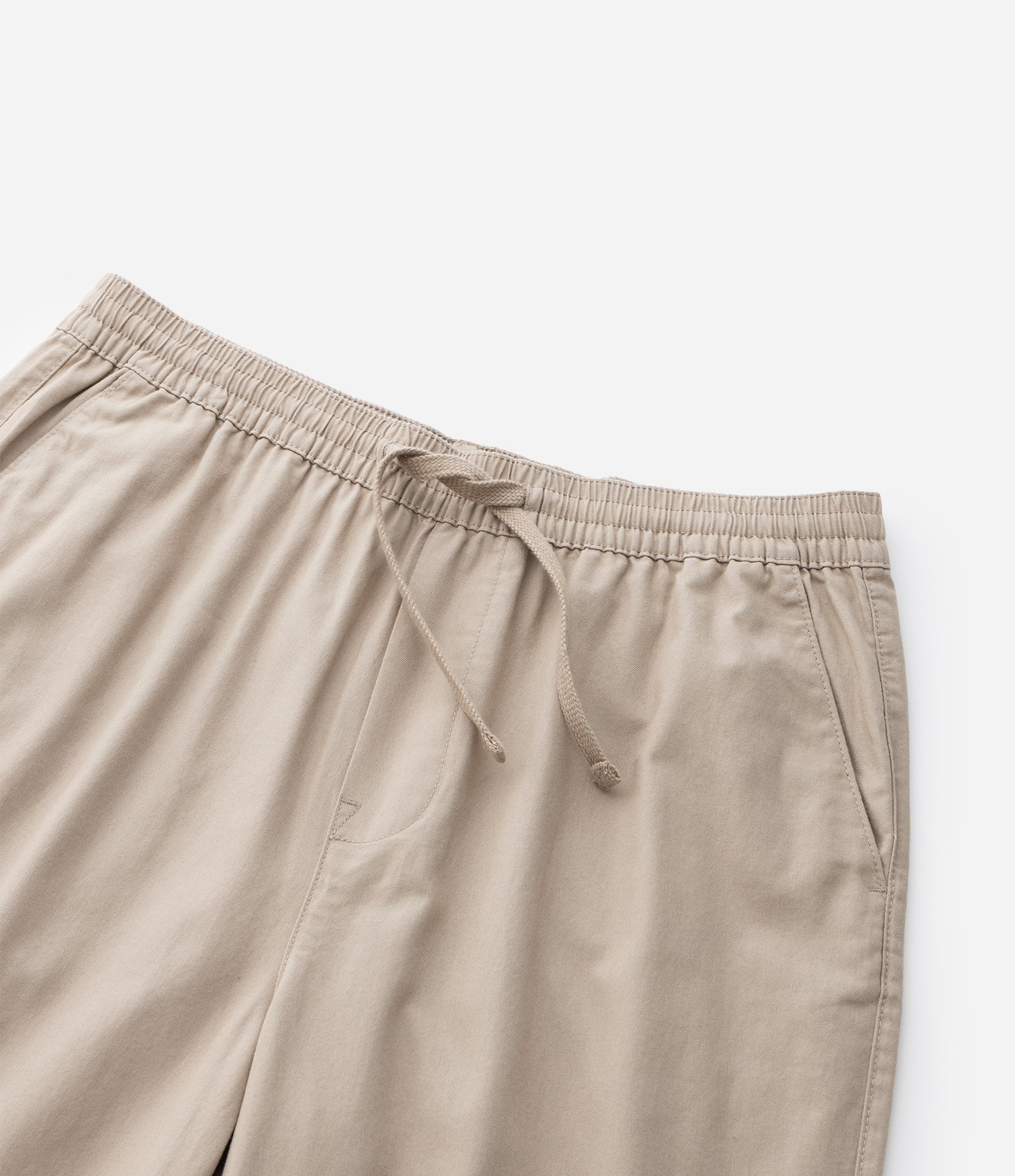 Calça Sarja Lisa com Cós Elástico e Amarração Modelo Relaxed Bege 9