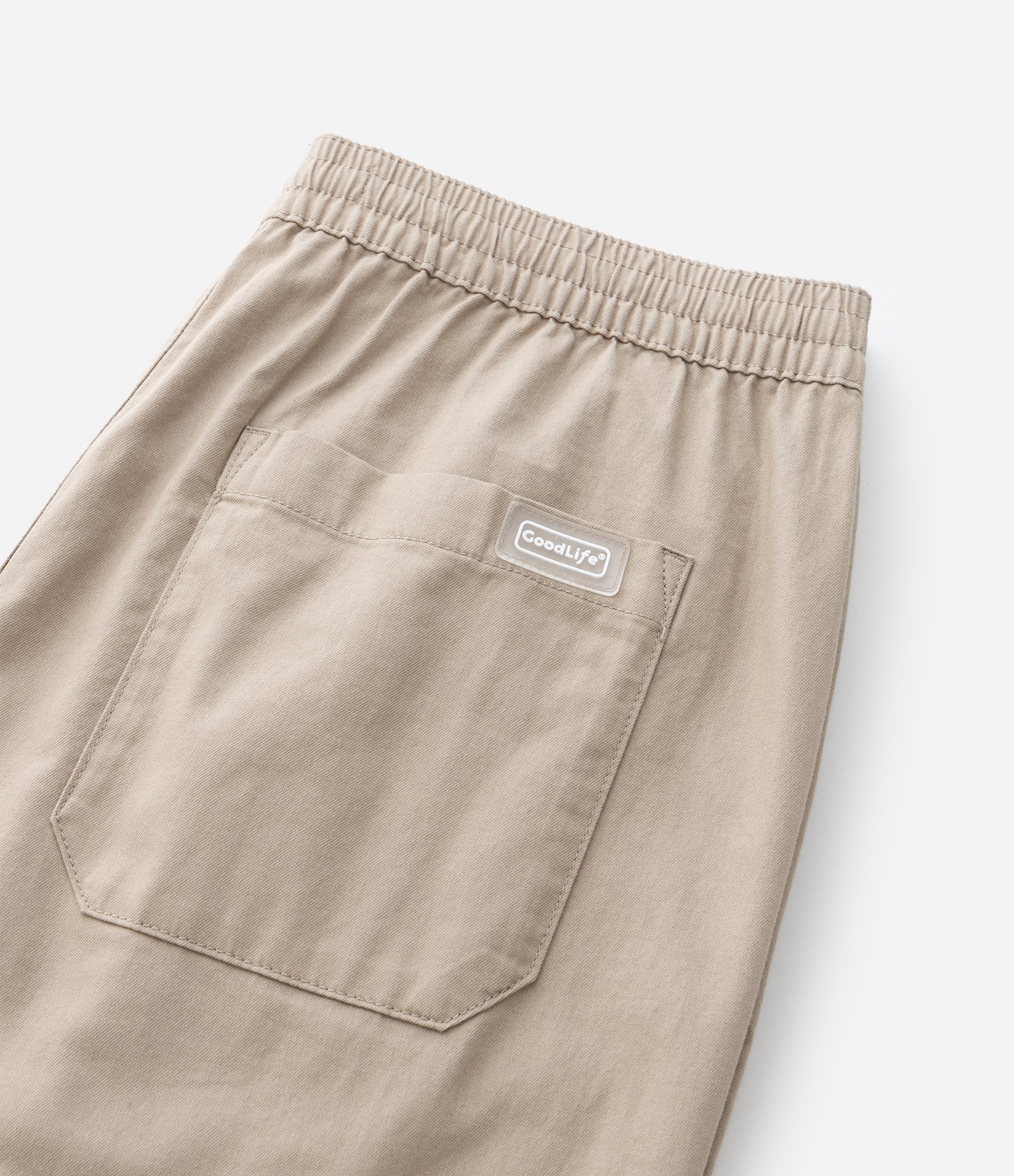 Calça Sarja Lisa com Cós Elástico e Amarração Modelo Relaxed Bege 10