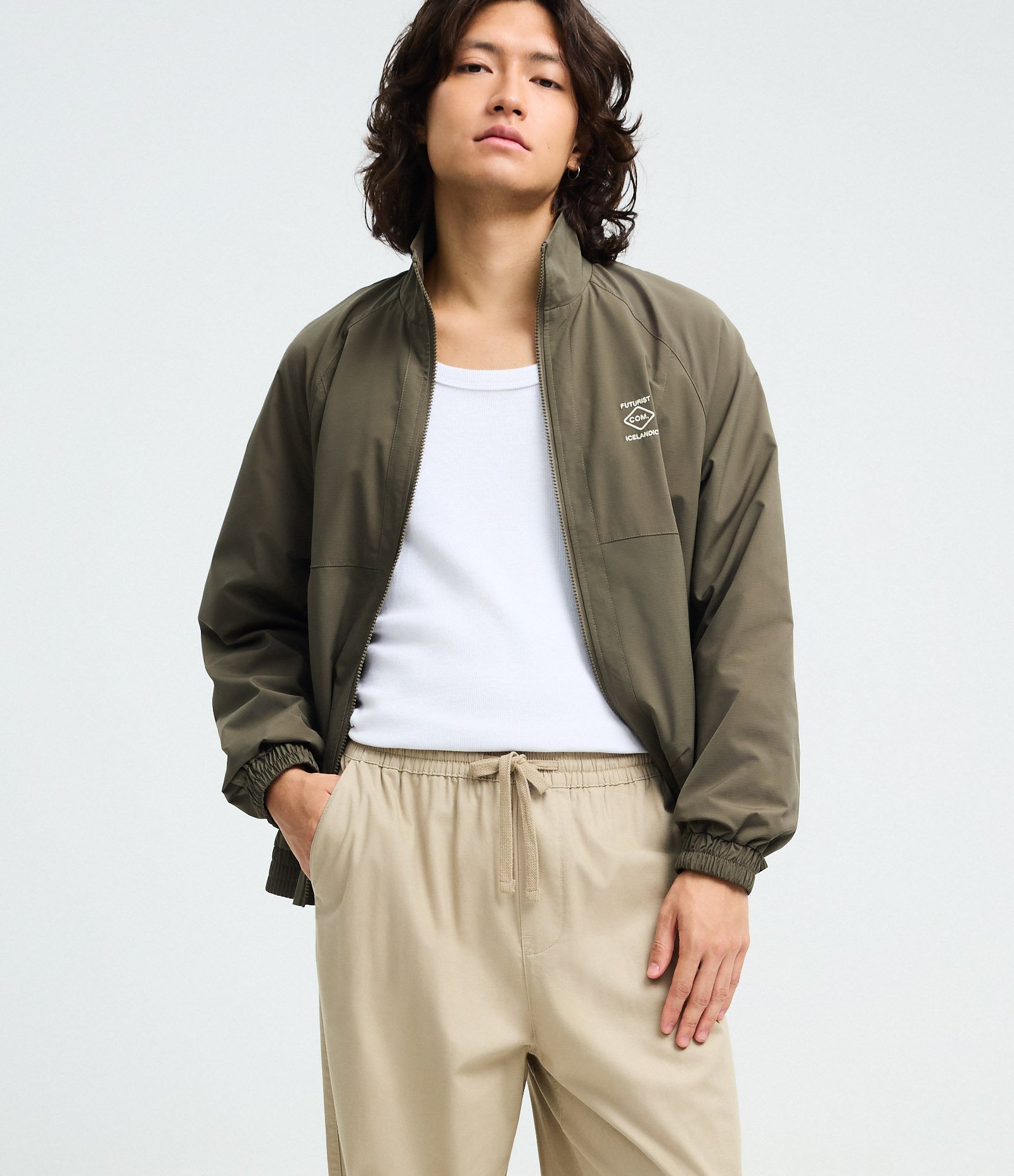 Calça Sarja Lisa com Cós Elástico e Amarração Modelo Relaxed Bege 5