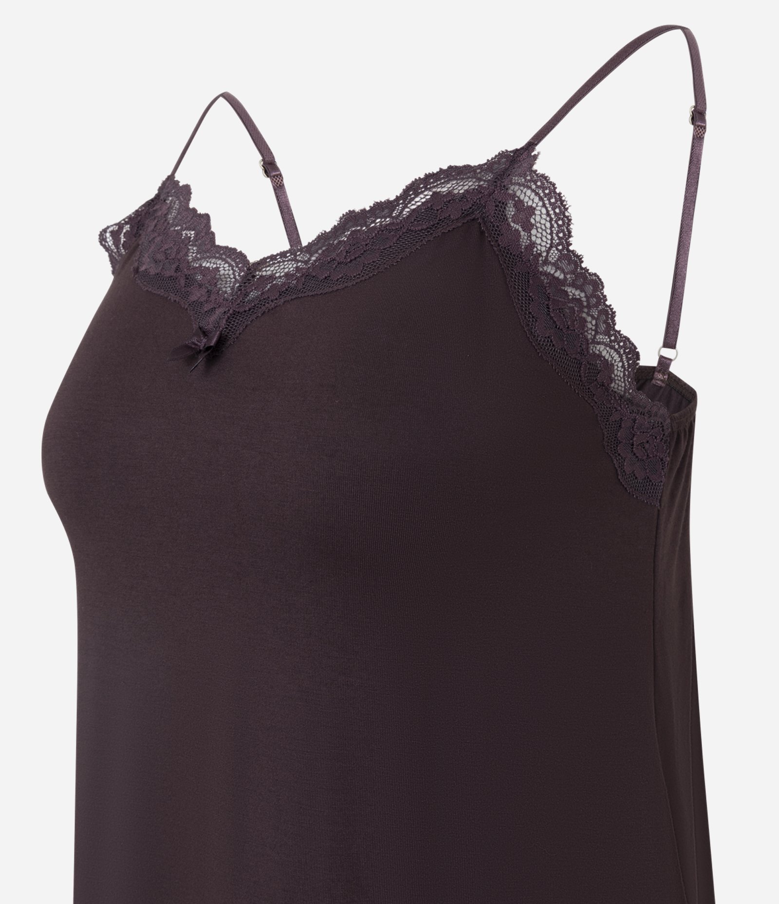 Pijama Curto em Viscose com Regata e Short Rendado Marrom 5