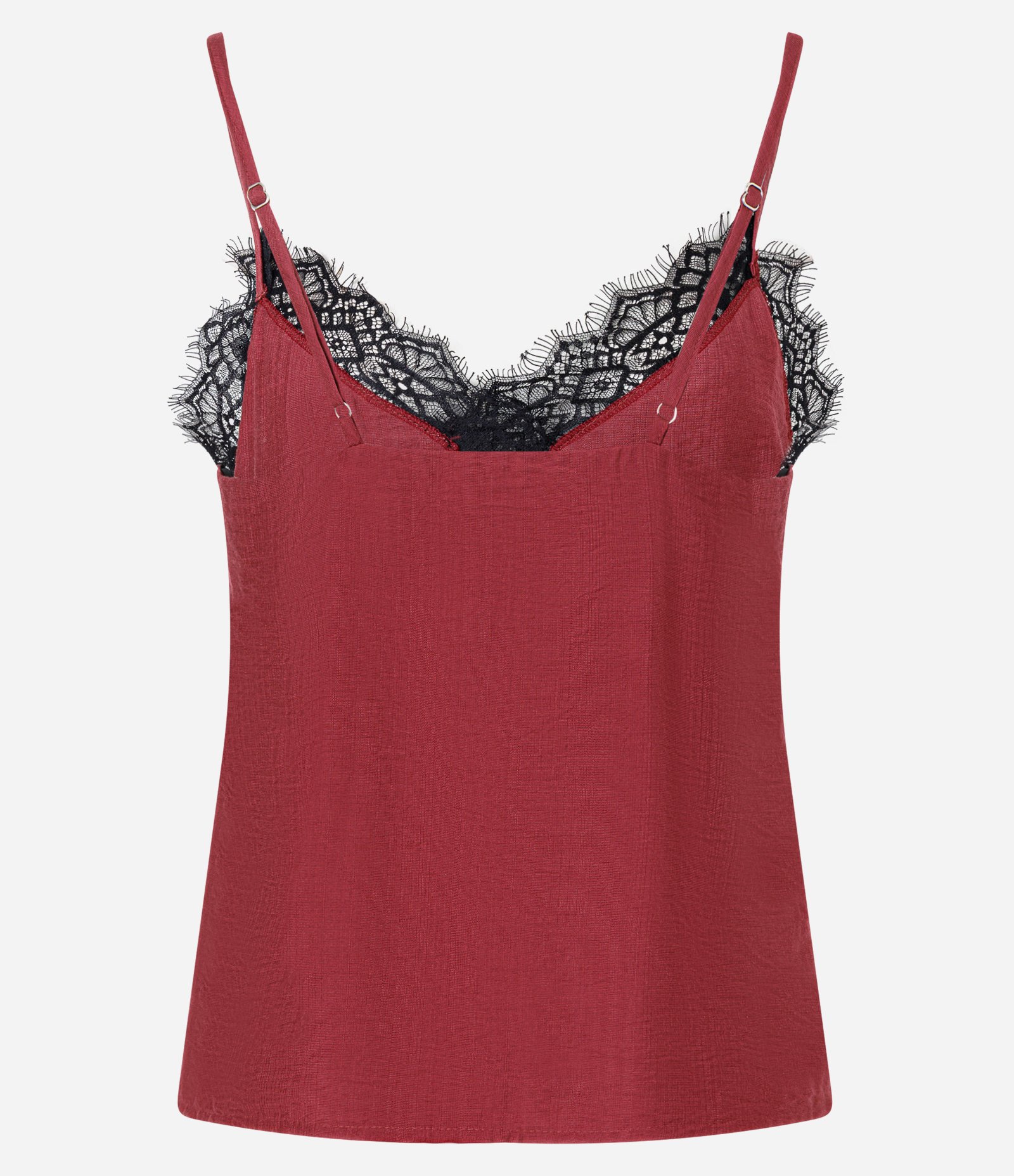 Blusa em Crepe com Alças Finas e Renda Cruzada no Busto Vermelho 6