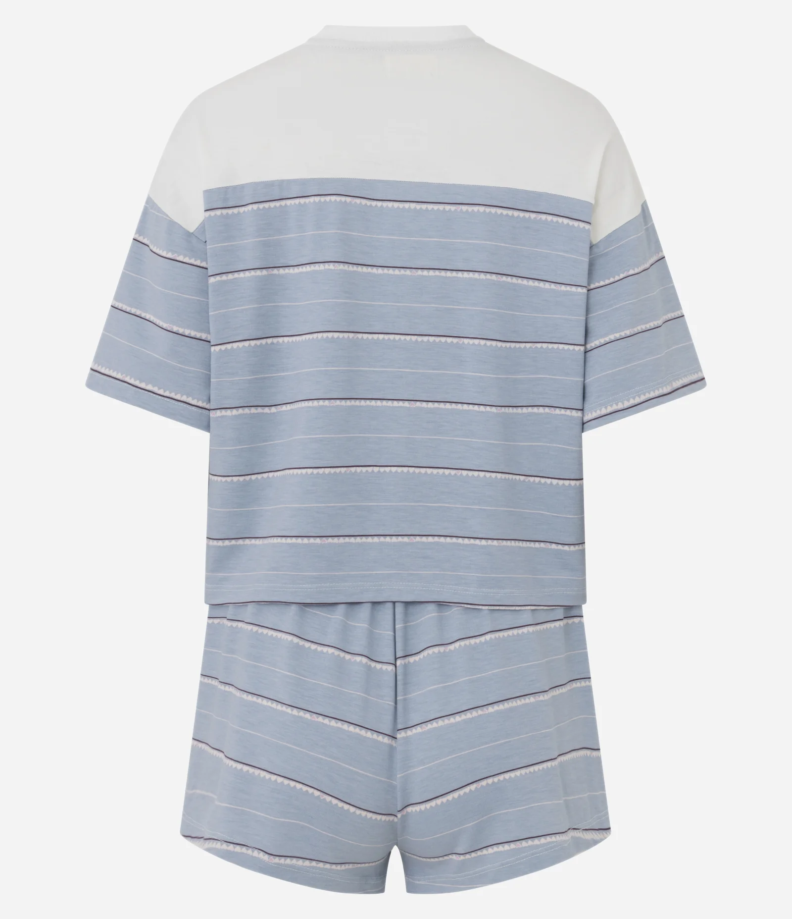 Pijama Estampado de Ursinho com Short Listrado Branco/Azul 2