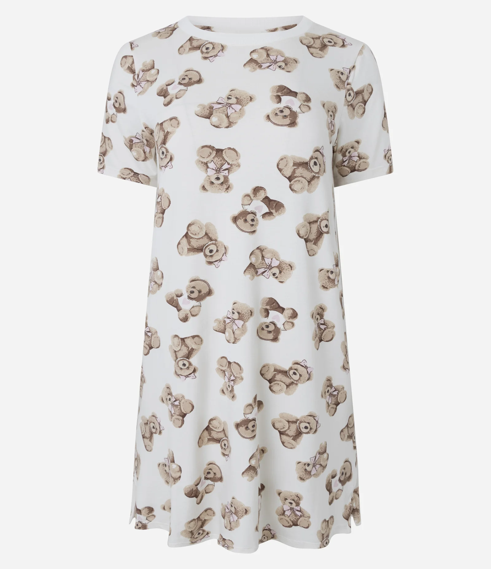 Camisola Manga Curta em Viscolycra co Estampa de Ursinhos Branco 1