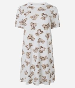 Camisola Manga Curta em Viscolycra co Estampa de Ursinhos