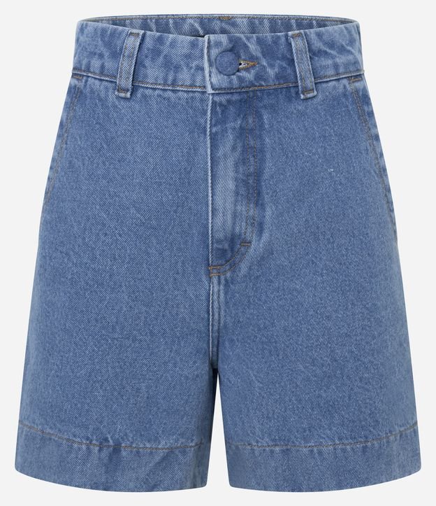 Short Mom em Jeans com Cós Alfaiatado e Botão Forrado