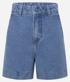 Short Mom em Jeans com Cós Alfaiatado e Botão Forrado