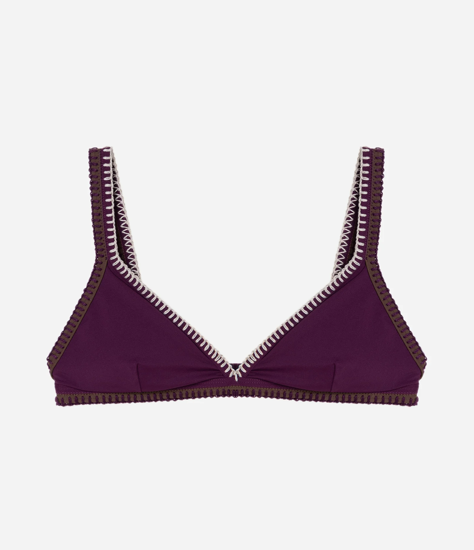 Biquini Top Triângulo Fixo com Bordado Contrastante Roxo 1