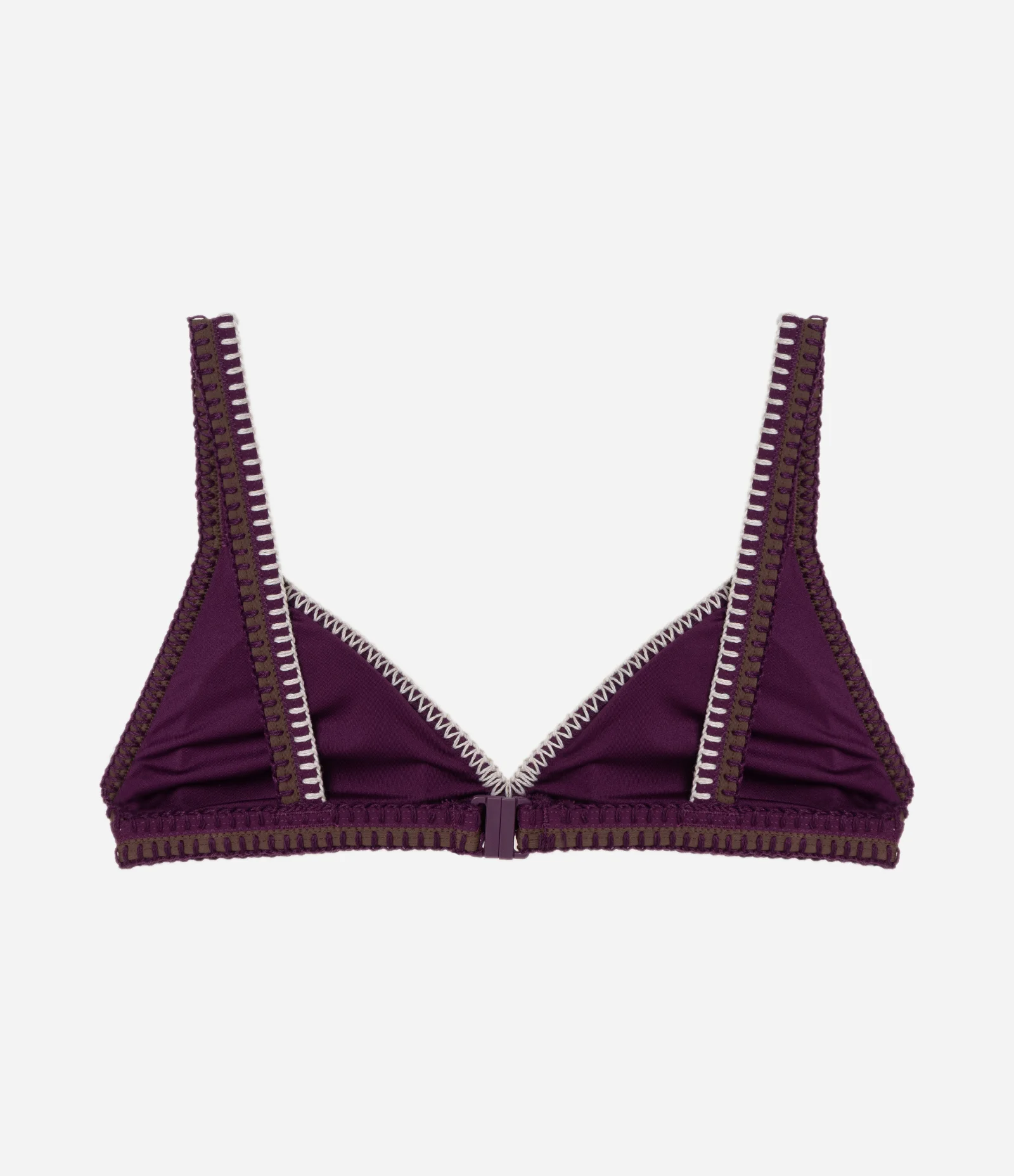 Biquini Top Triângulo Fixo com Bordado Contrastante Roxo 2