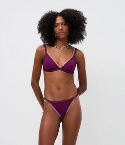 Biquini Calcinha String com Bordado Contrastante