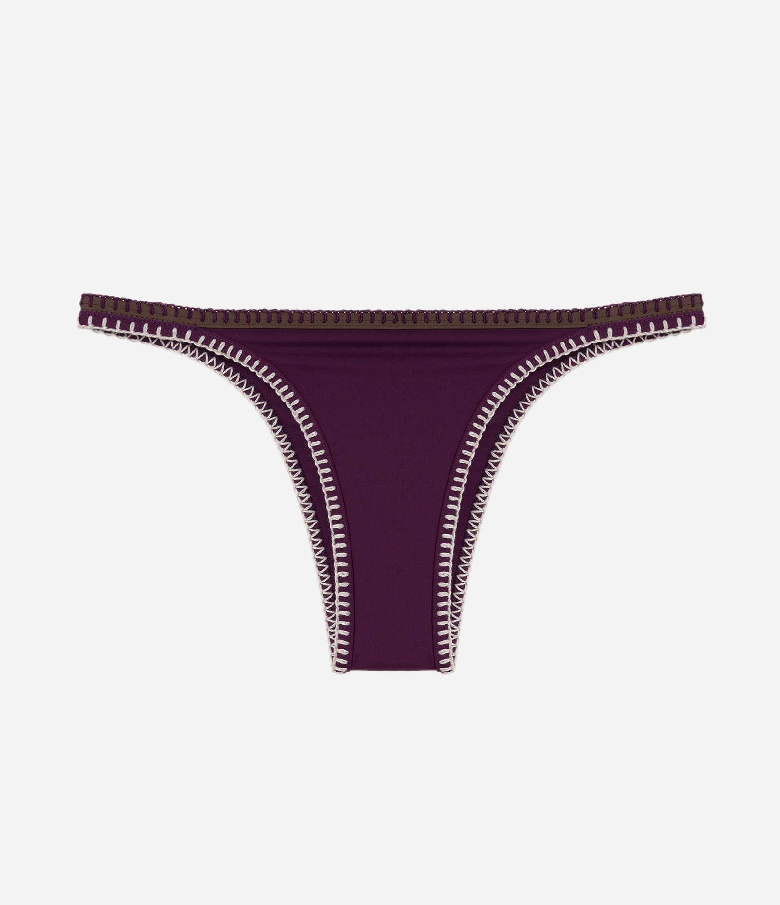 Biquini Calcinha String com Bordado Contrastante Roxo 1