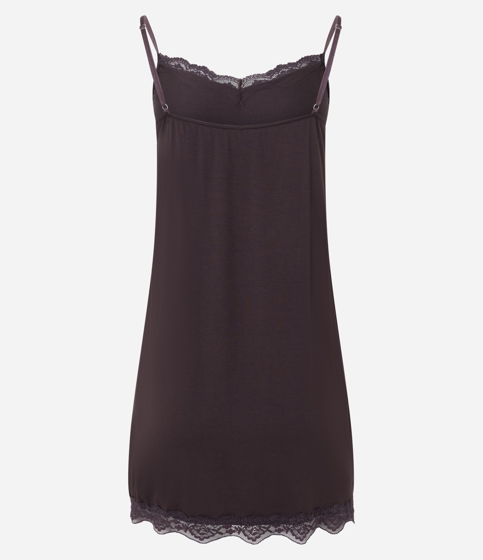 Camisola Curta em Viscose com Renda Aplicada Marrom 6