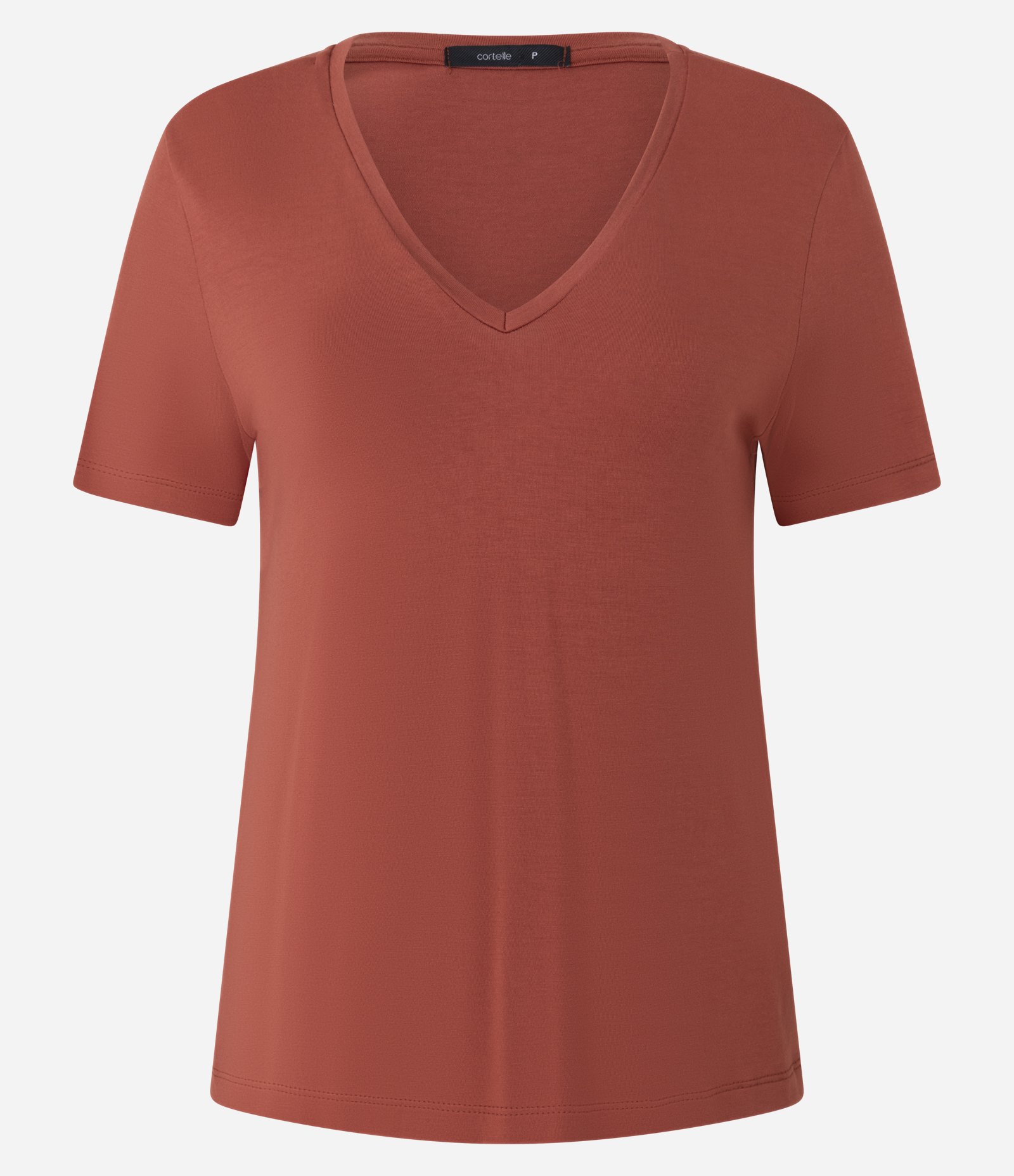 Blusa Básica em Viscose com Decote V Laranja 4