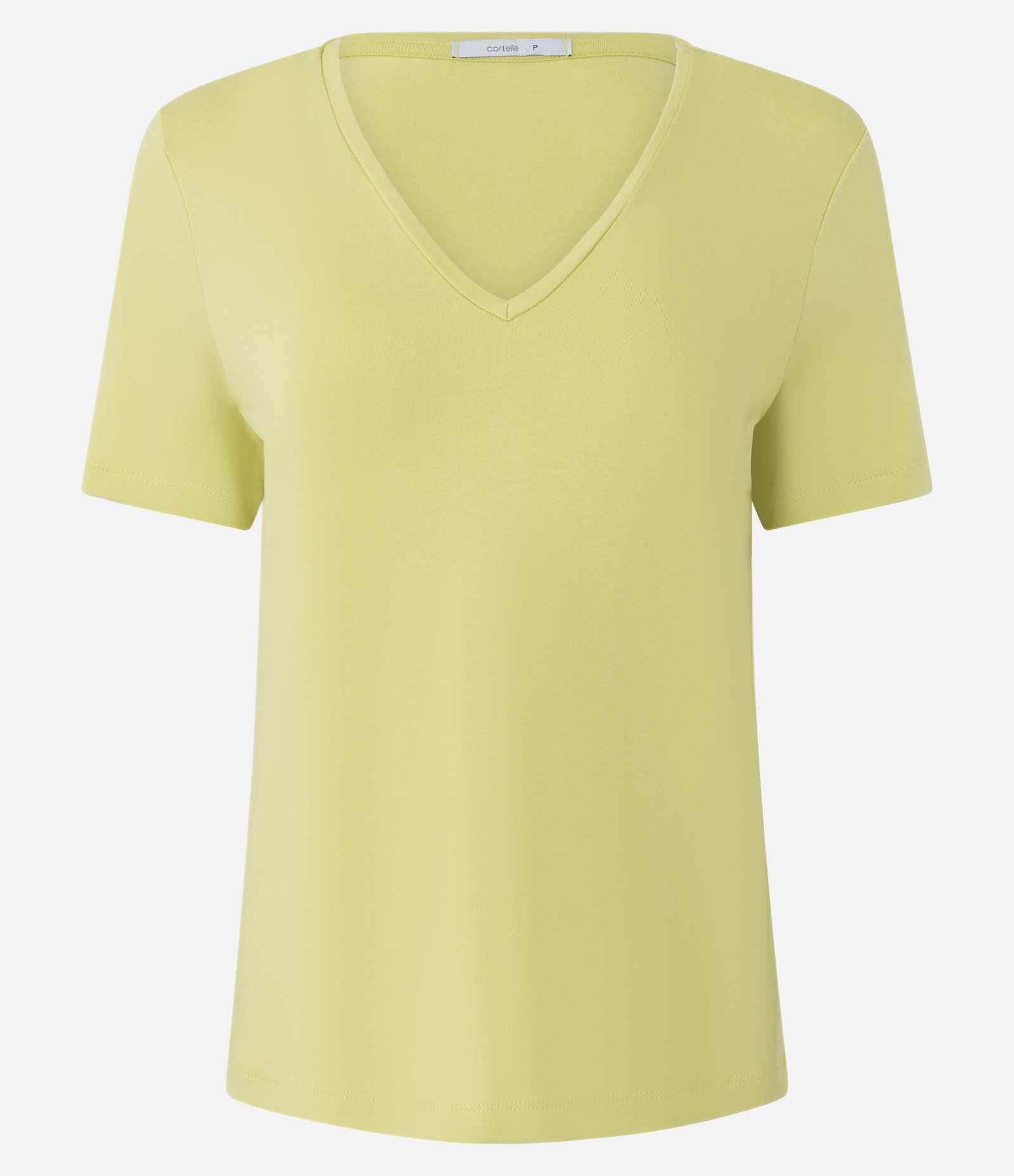 Blusa Básica em Viscose com Decote V Amarelo 4
