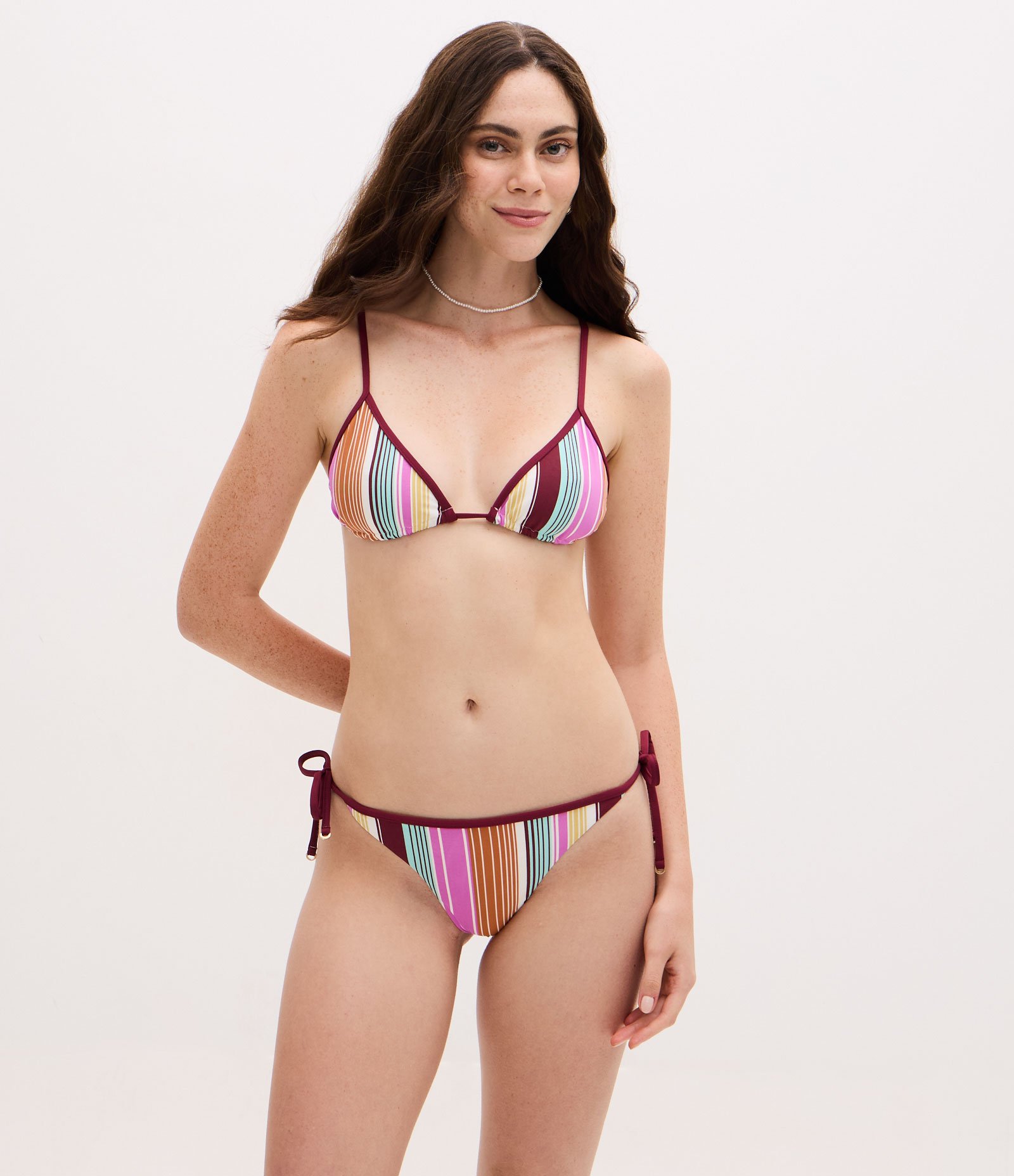 Biquini Top Cortininha em Microfibra com Estampa Listrada Multicores 2