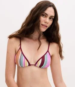 Biquini Top Cortininha em Microfibra com Estampa Listrada