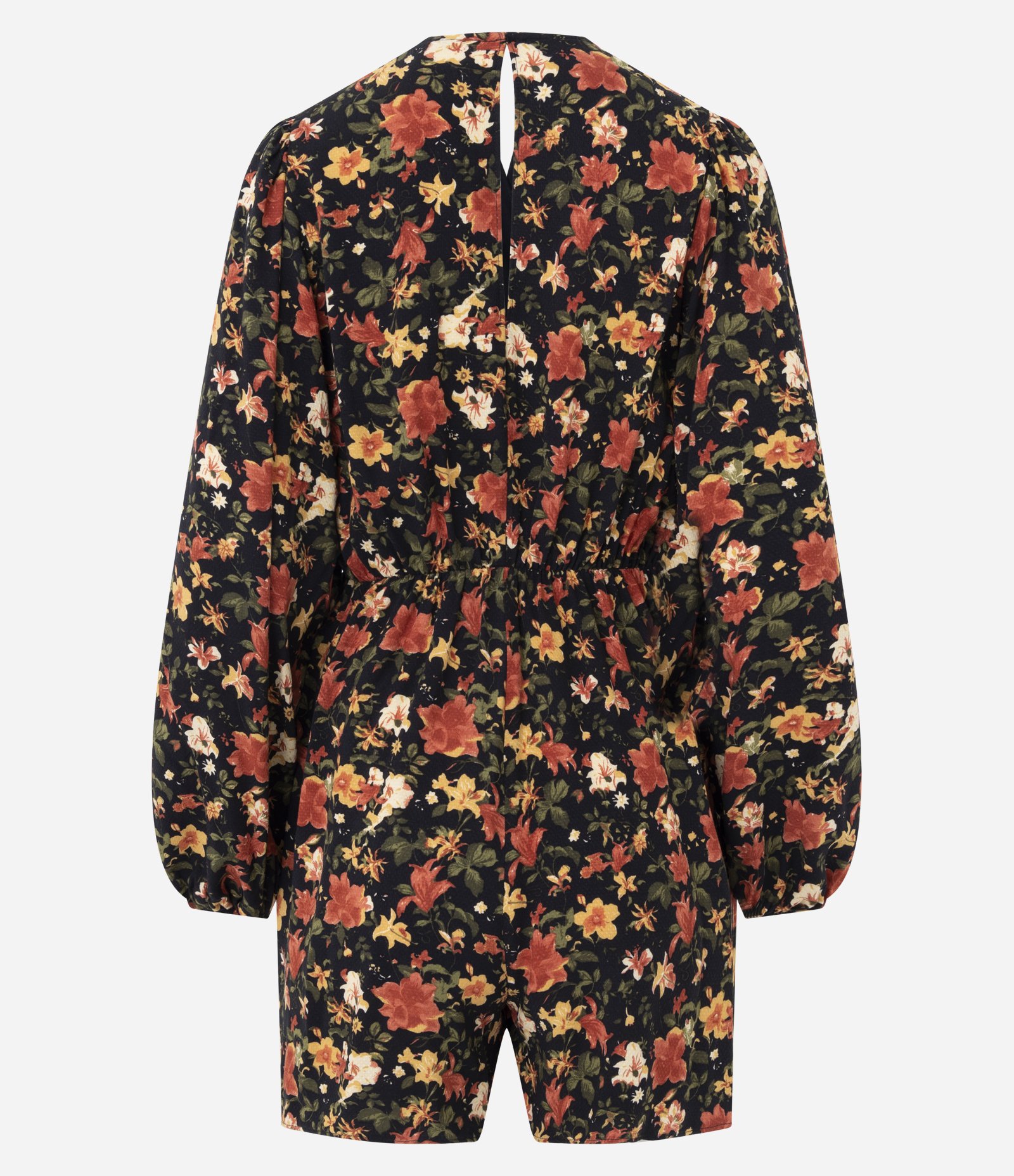 Macaquinho Curto com Decote V e Estampa Floral Preto 6