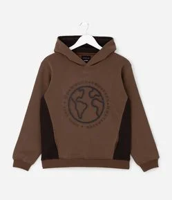 Casaco Infantil Moletom com Capuz e Embossed - Tam 5 a 14 Anos