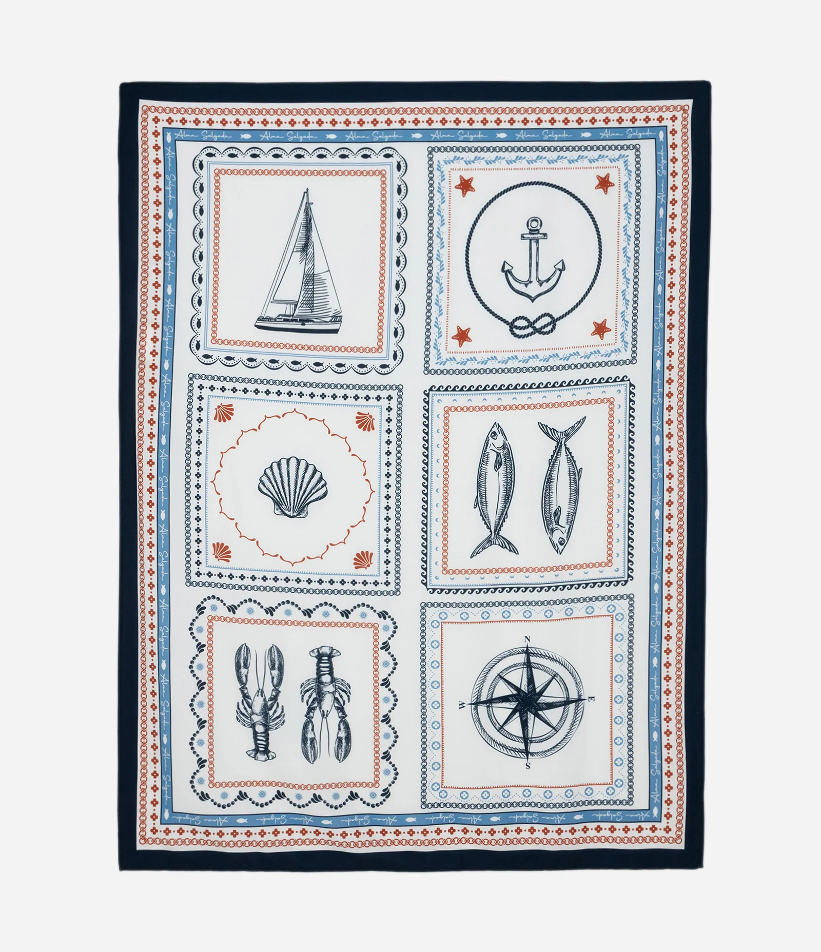 Canga em Viscose com Estampa Náutica Multicores 2