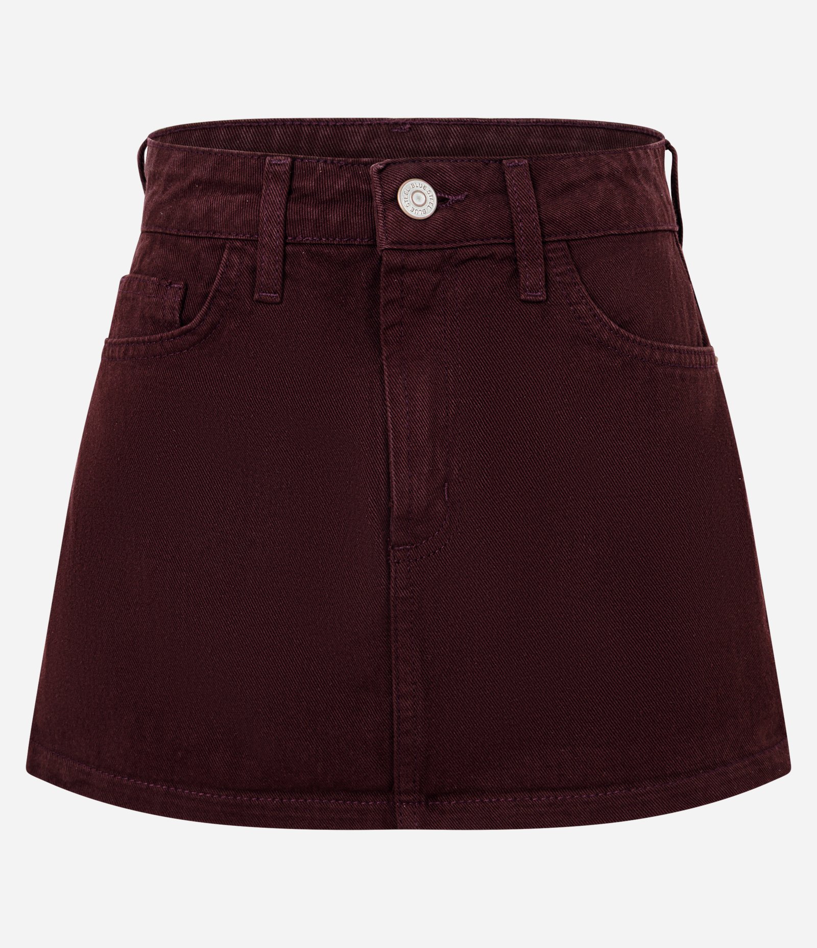 Short Saia Curto em Sarja com Passantes e Bolsos Bordô 6