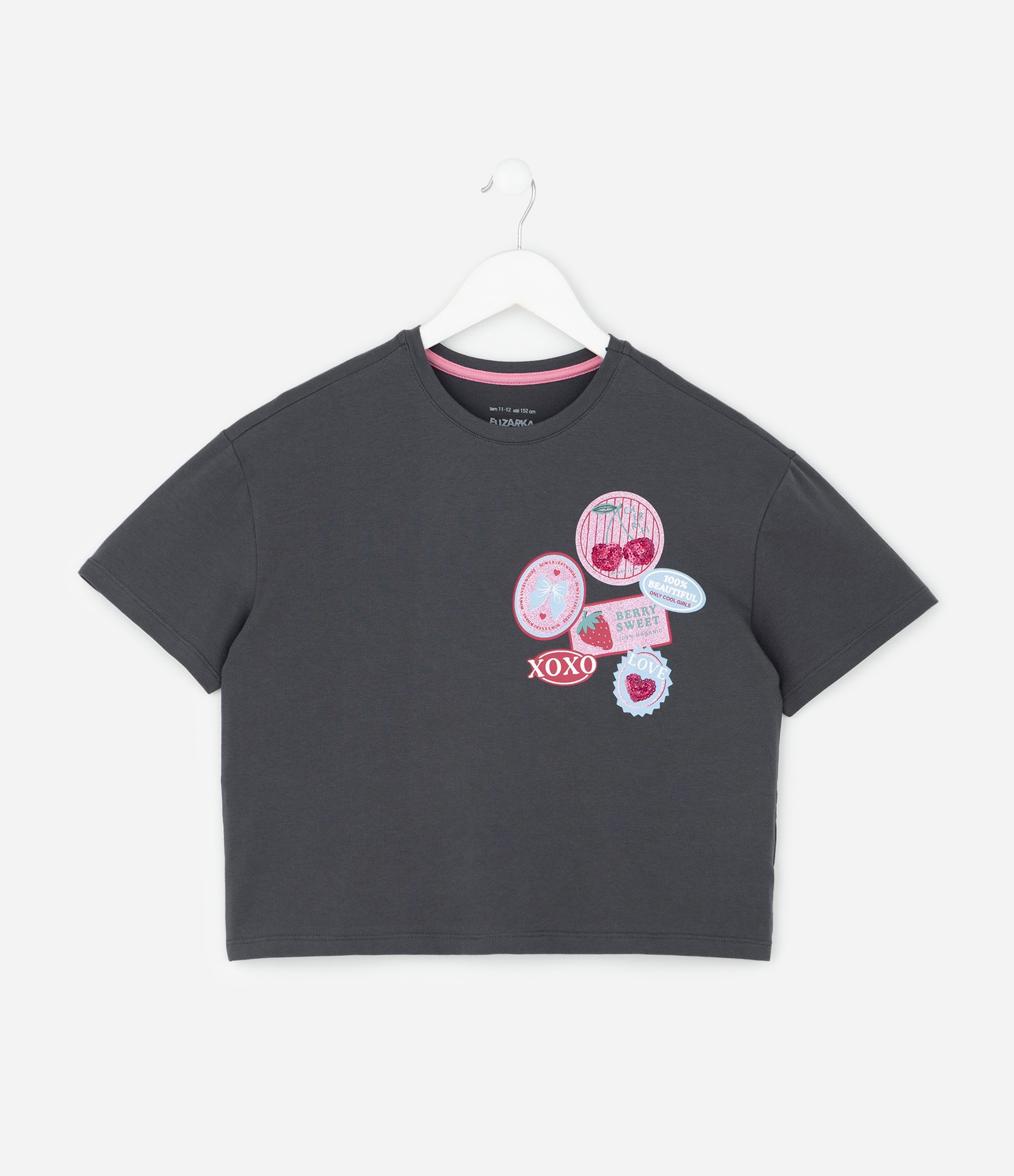 Camiseta Infantil em Algodão com Estampa de Selos – Tam 5 a 14 Anos Cinza Chumbo 1