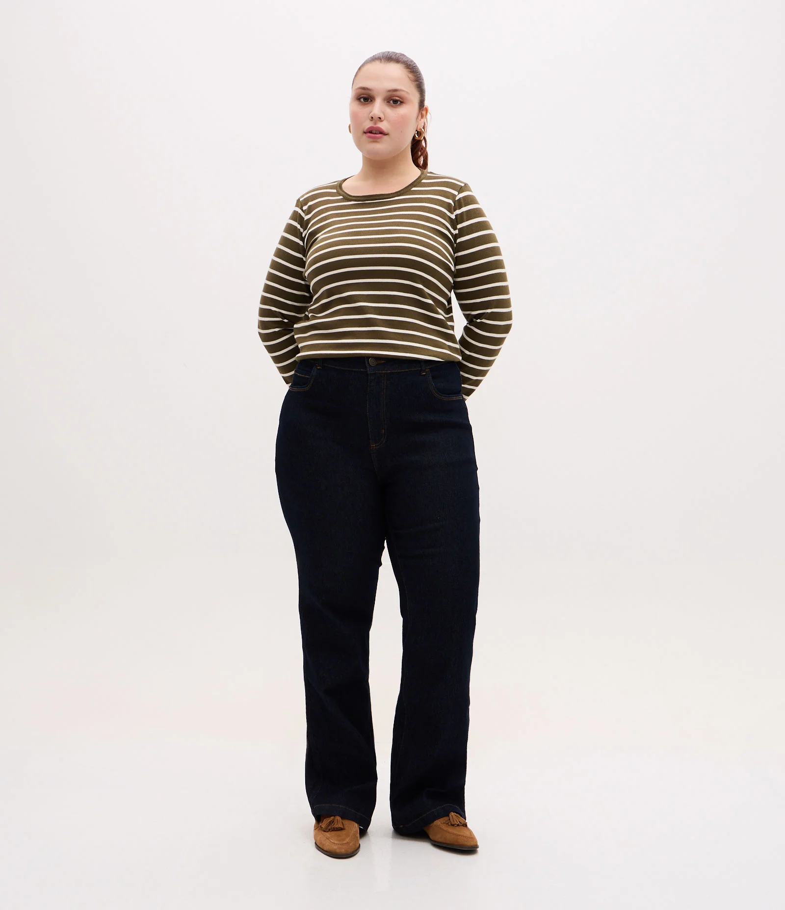 Calça Reta em Jeans com Elastano Curve & Plus Size Azul 1