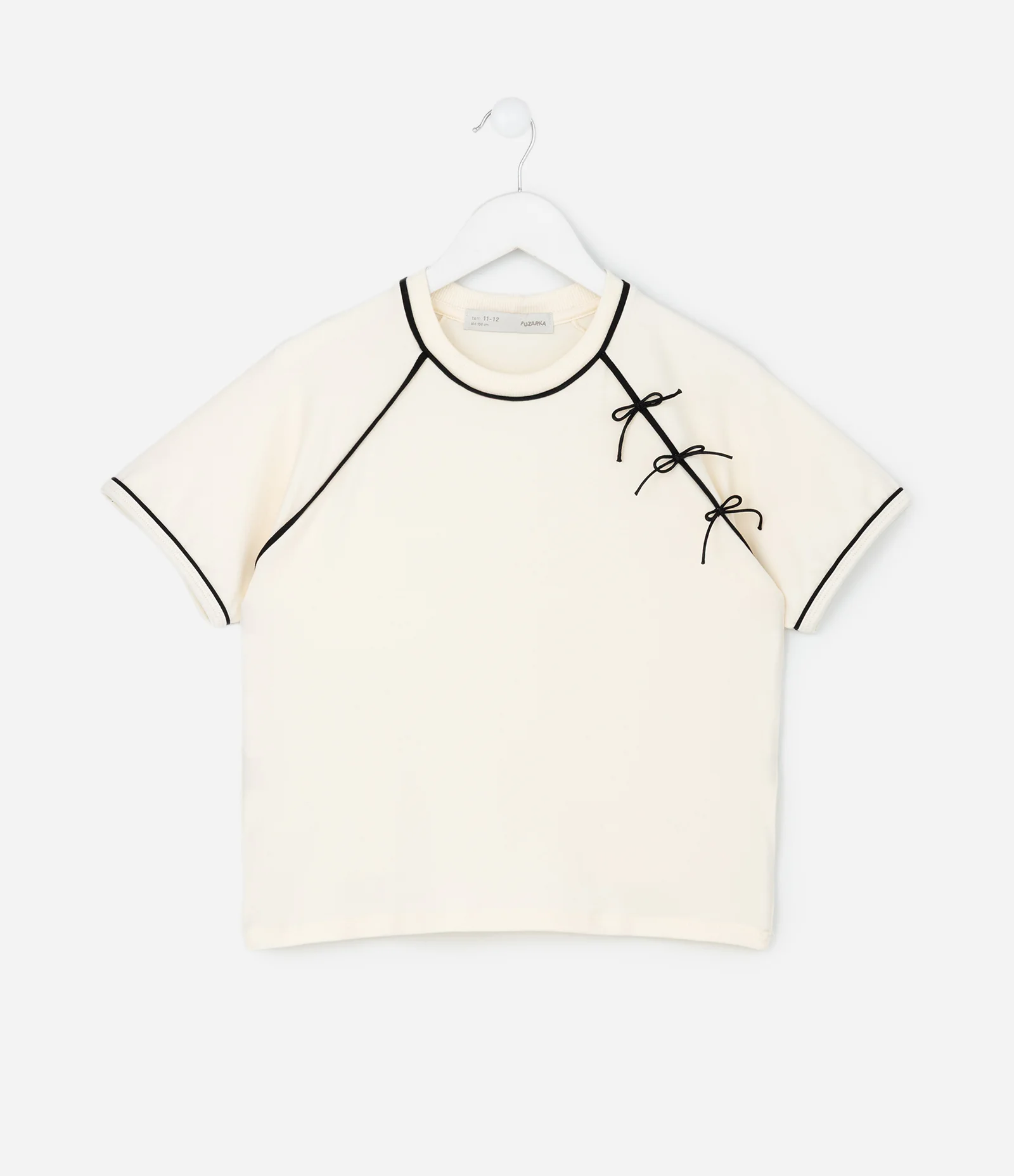 Camiseta Infantil com Laços Aplicados – Tam 5 a 14 Anos Off White 2