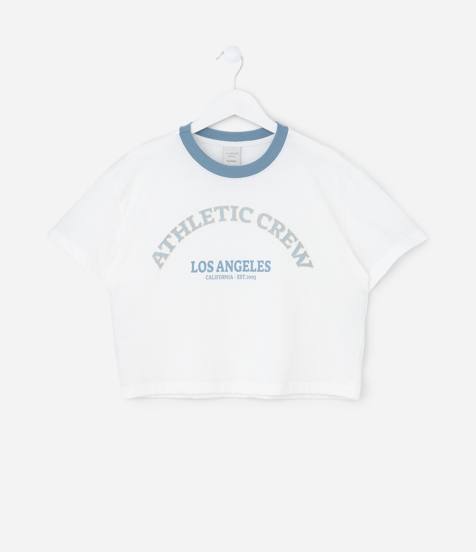 Camiseta Infantil com Estampa e Gola Contrastante – Tam 7 a 16 Anos Branco 1