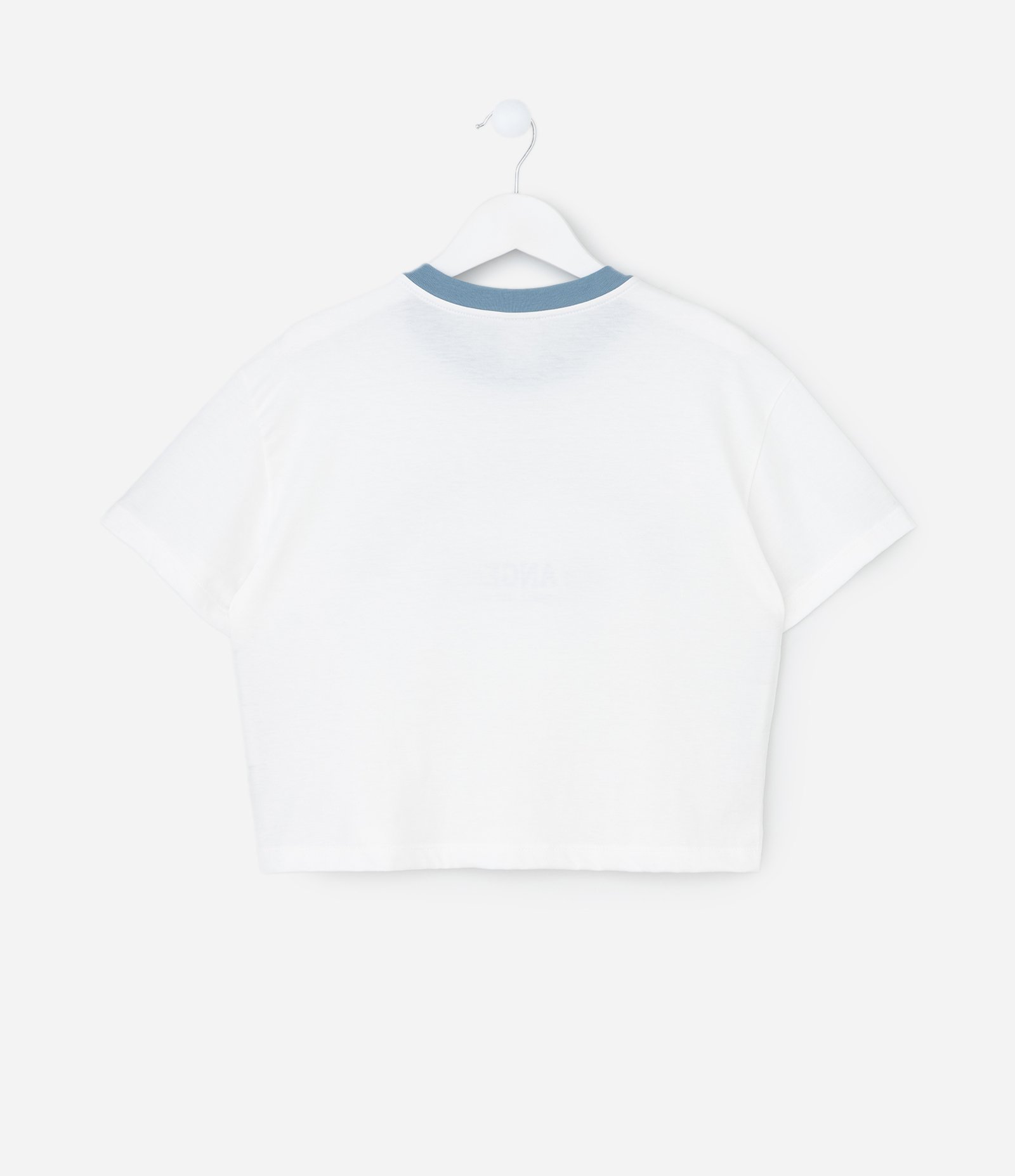 Camiseta Infantil com Estampa e Gola Contrastante – Tam 7 a 16 Anos Branco 2