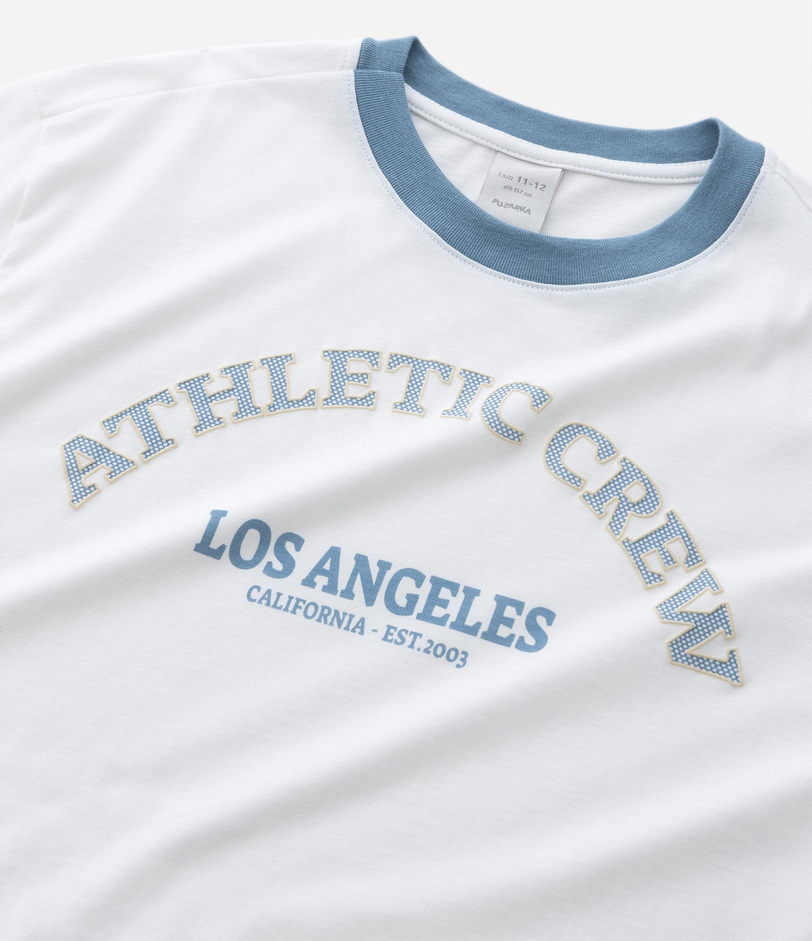 Camiseta Infantil com Estampa e Gola Contrastante – Tam 7 a 16 Anos Branco 4