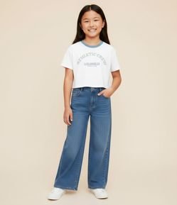 Camiseta Infantil com Estampa e Gola Contrastante – Tam 7 a 16 Anos