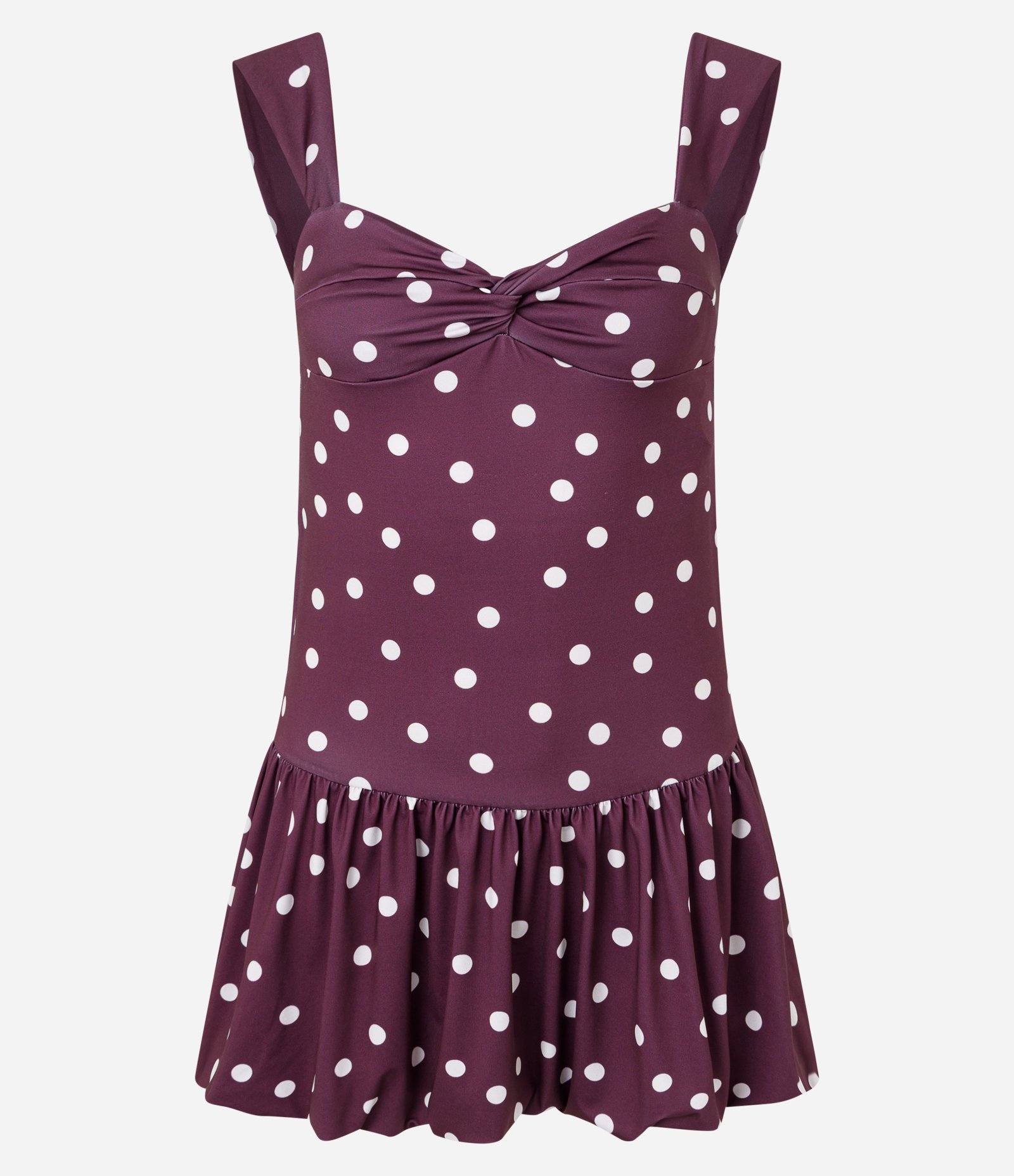 Vestido Curto com Decote Coração e Estampa Poá Roxo 4