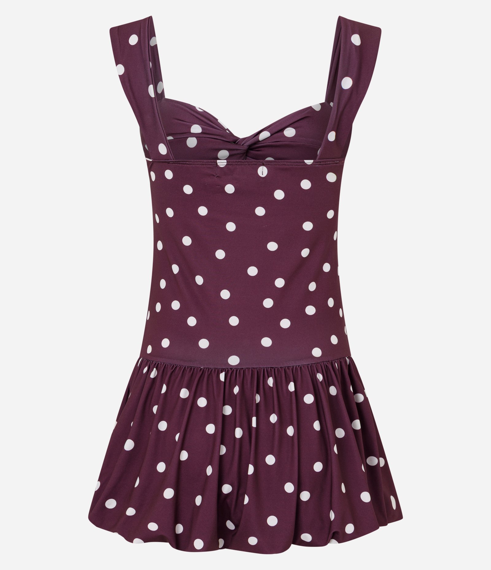 Vestido Curto com Decote Coração e Estampa Poá Roxo 5