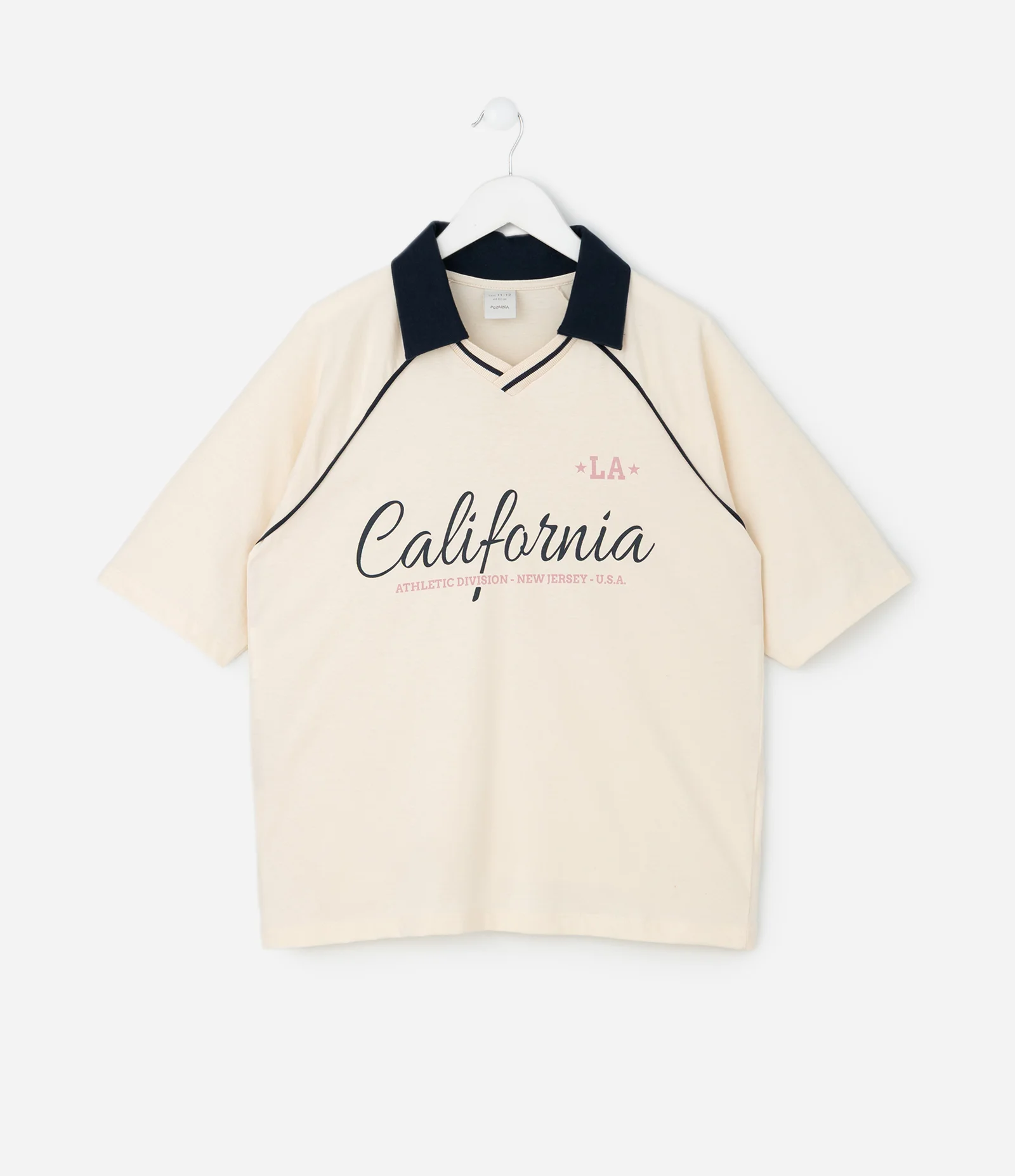 Camiseta Infantil Polo com Lettering California – Tam 7 a 16 Anos Off White 2