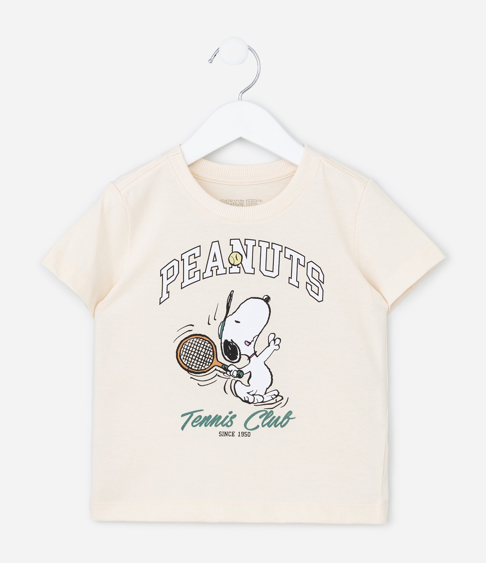 Camiseta Infantil com Estampa Snoopy Tennis Club - Tam 2 A 8 Anos Off White 1