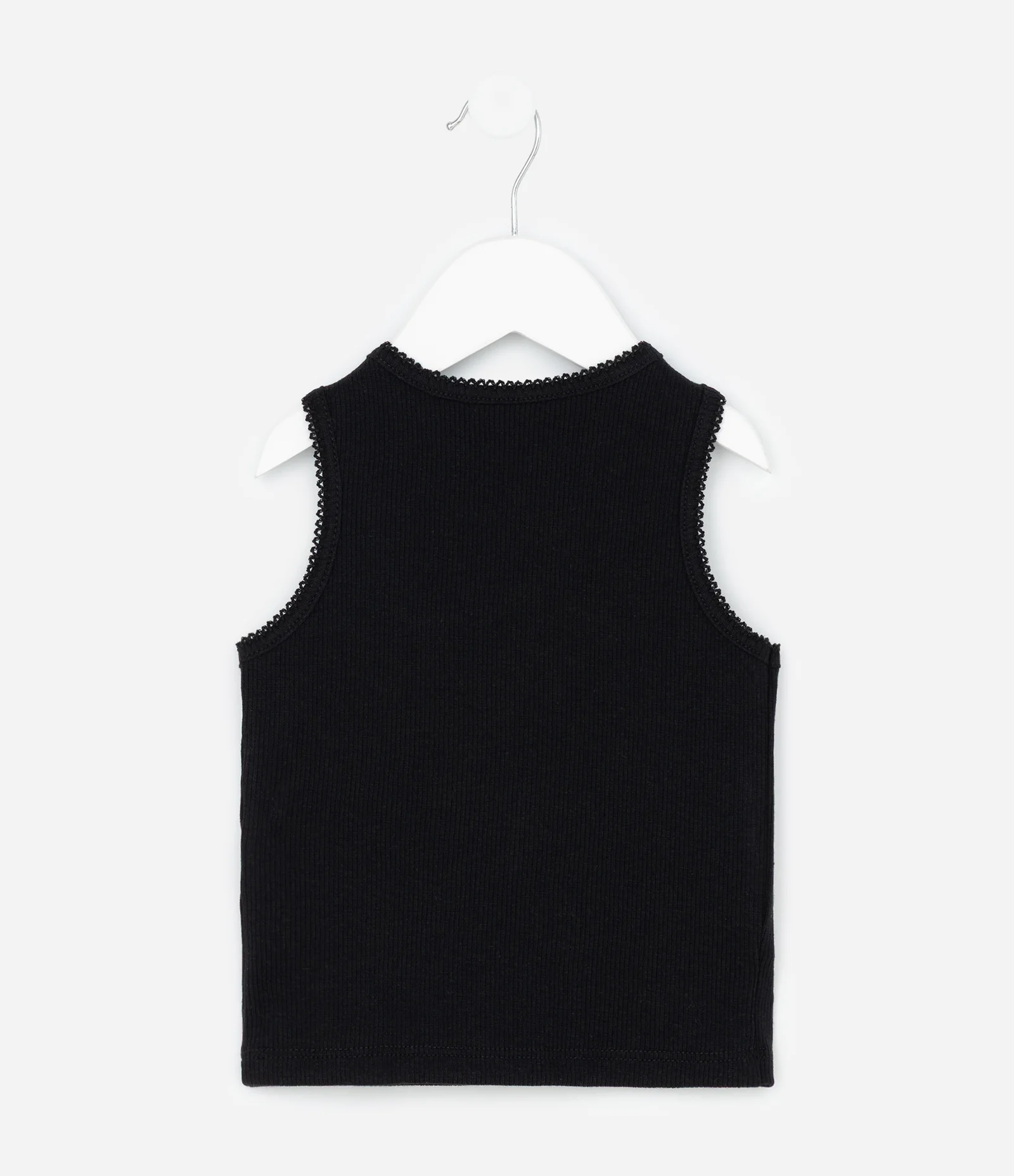 Regata Infantil em Ribana com Picueta no Decote – Tam 1 a 5/6 Anos Preto 2