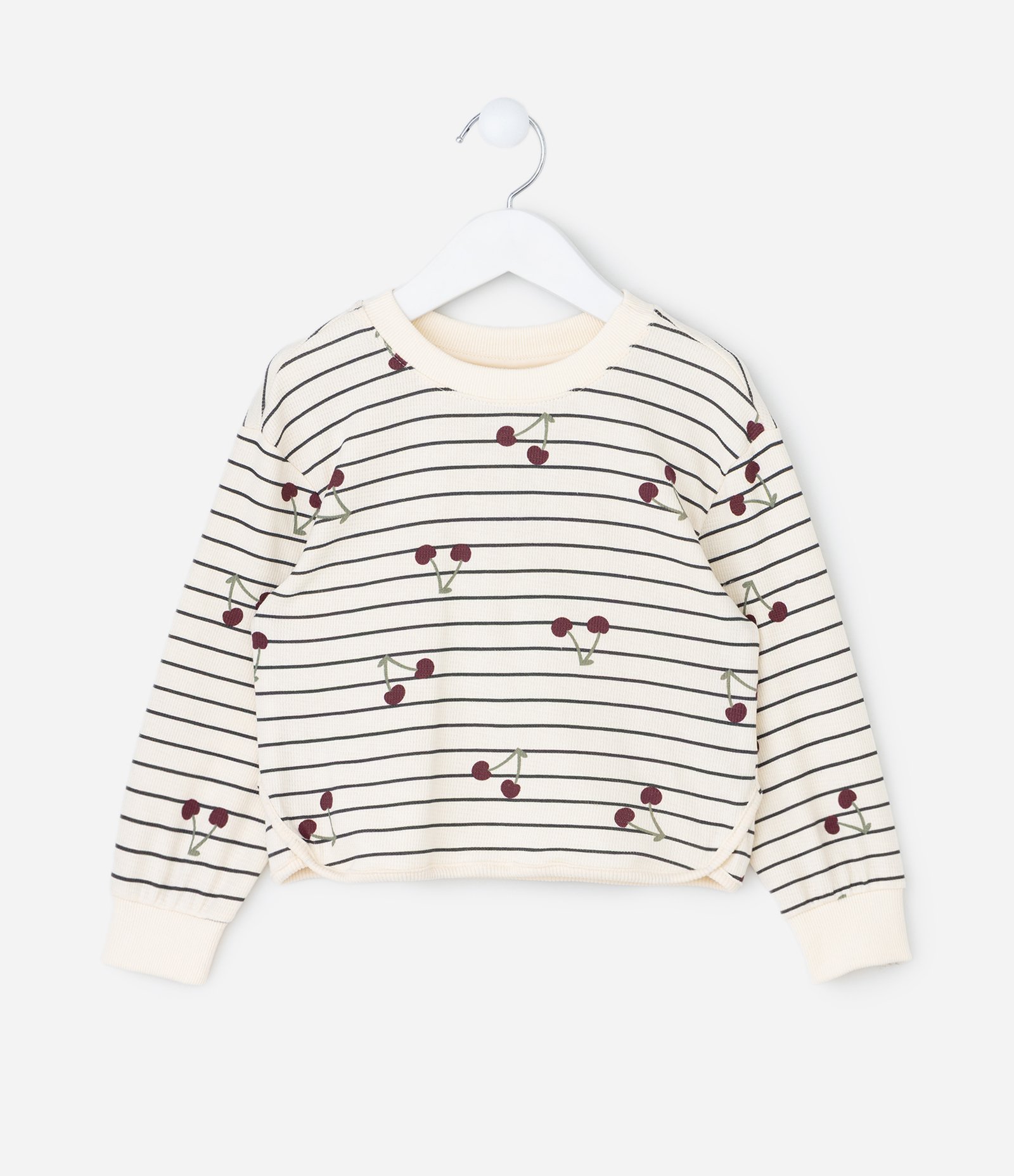 Conjunto Infantil em Algodão com Estampa Cereja Waffle – Tam 1 a 6 Anos Off White 3
