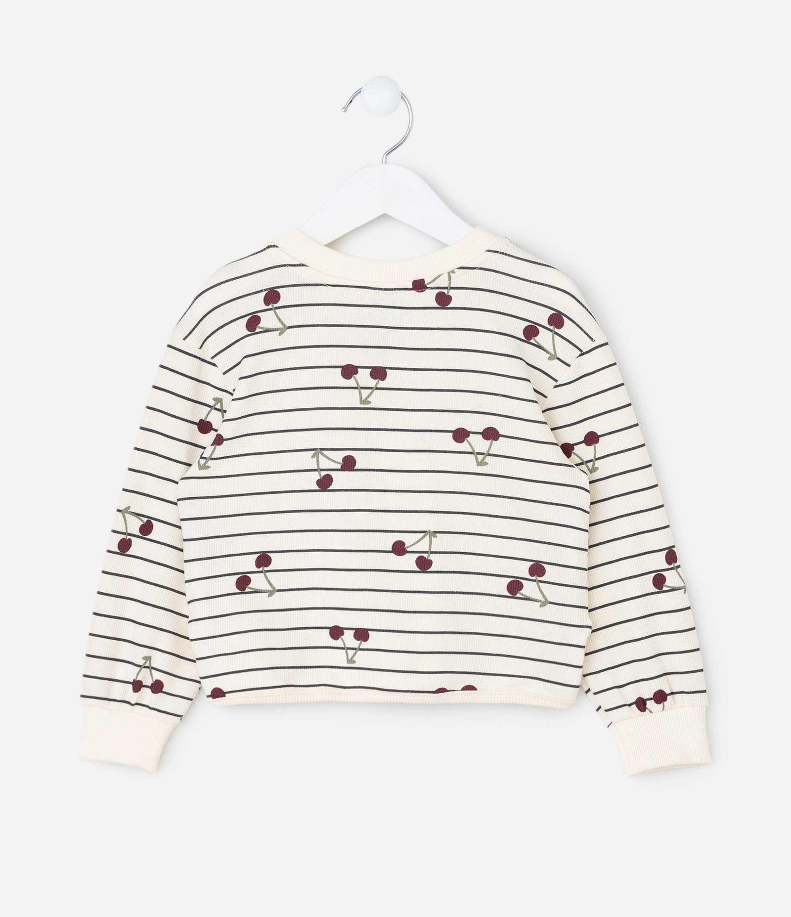 Conjunto Infantil em Algodão com Estampa Cereja Waffle – Tam 1 a 6 Anos Off White 4
