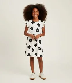 Vestido Infantil com Babado e Estampa Floral – Tam 5 a 14 Anos