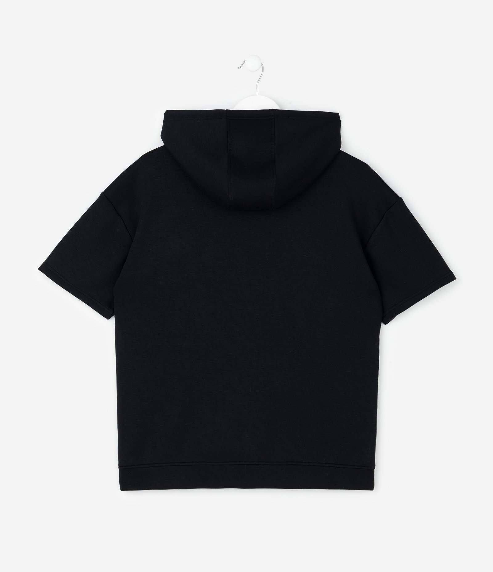 Camiseta Manga Curta com Capuz e Estampa Frontal - Tam 5 a 14 Anos Preto 2