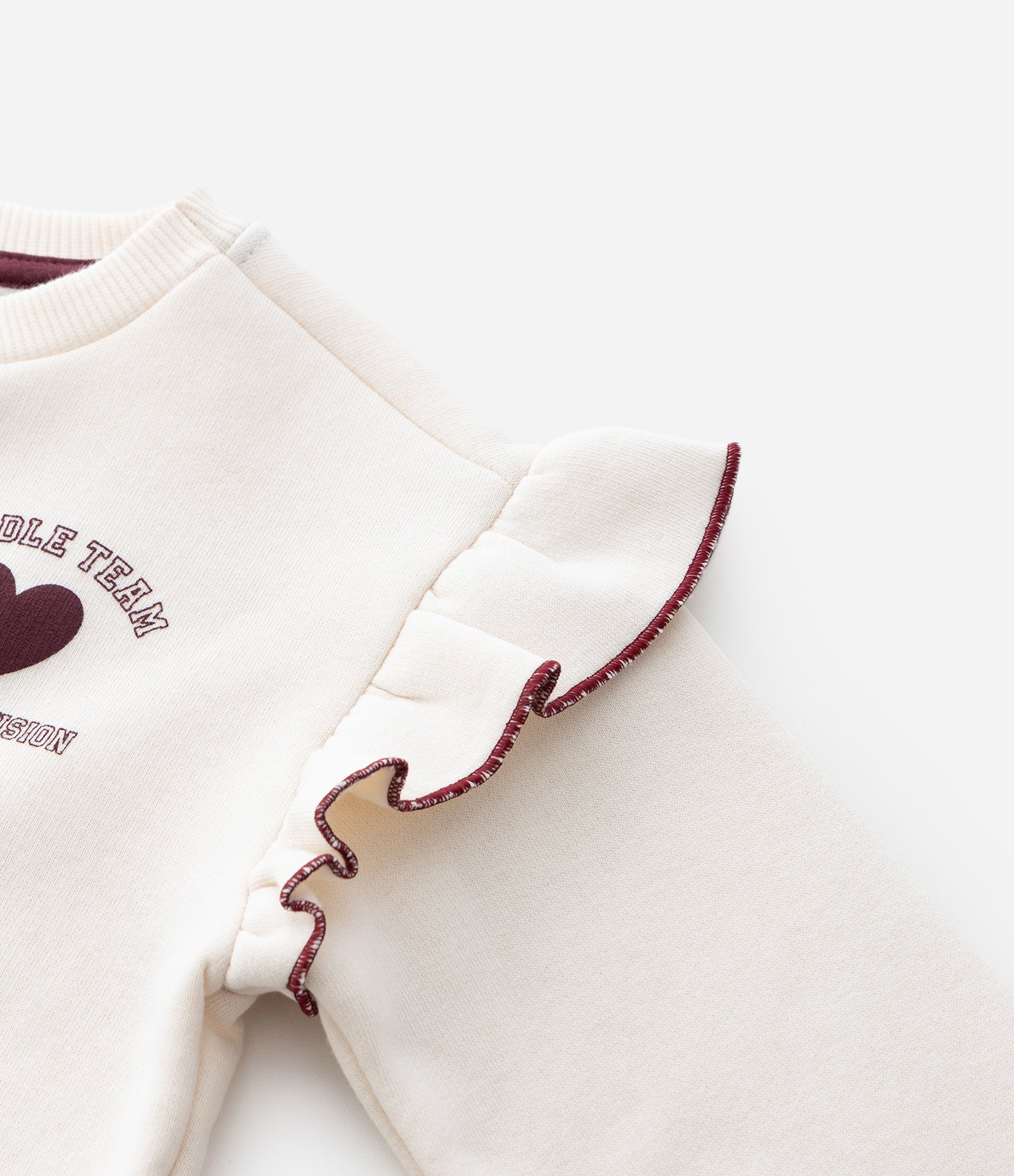 Conjunto Infantil com Babados no Ombro e Estampa de Coelho – Tam 1 a 5/6 Anos Off-White/Vinho 13