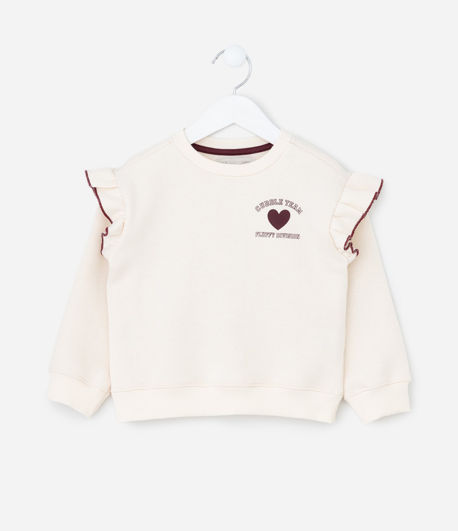 Conjunto Infantil com Babados no Ombro e Estampa de Coelho – Tam 1 a 5/6 Anos Off-White/Vinho 3