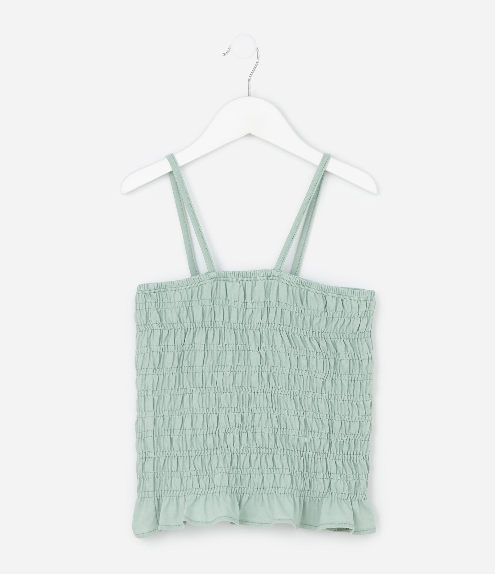 Blusa Infantil com Alças e Detalhe de Lástex – Tam 7 a 16 Anos Verde Claro 1