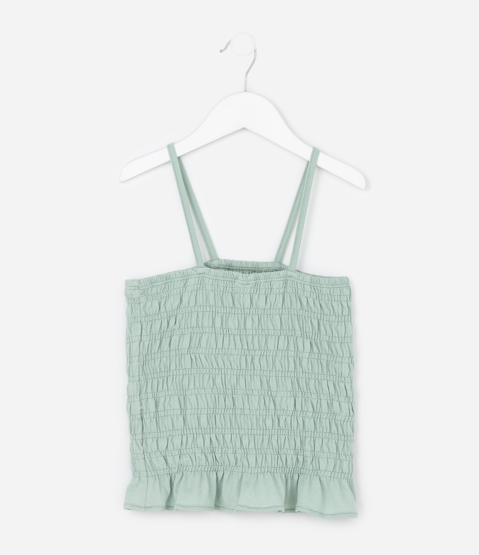 Blusa Infantil com Alças e Detalhe de Lástex – Tam 7 a 16 Anos Verde Claro 2