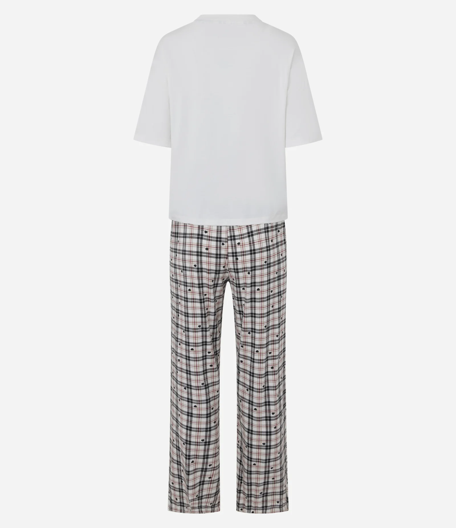 Pijama Longo em Viscolycra Com Estampa Xadrez Minnie Branco/Preto 2