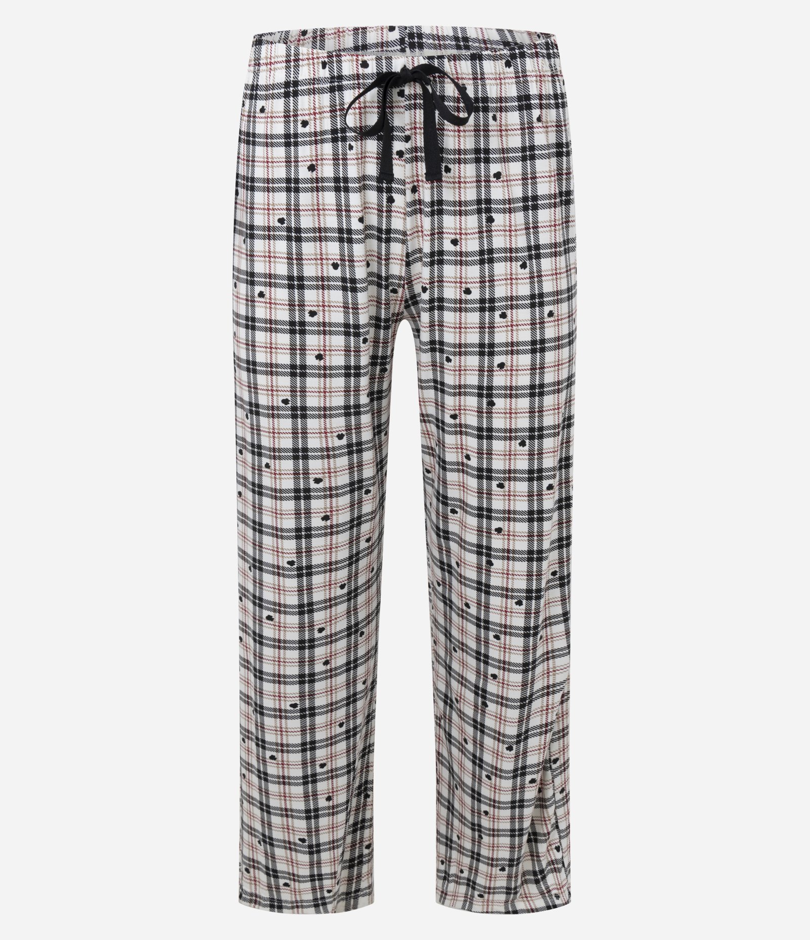 Pijama Longo em Viscolycra Com Estampa Xadrez Minnie Branco/Preto 3