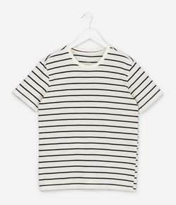 Camiseta Infantil Listrada em Fio Tinto - Tam 5 a 14 Anos