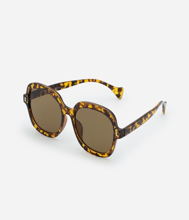 Óculos de Sol Redondo com Estampa Tartaruga