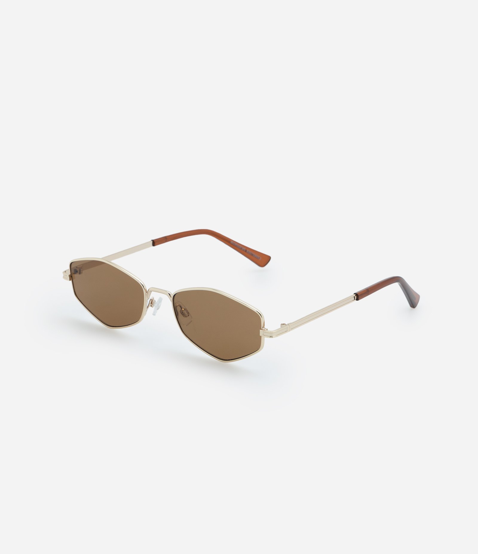 Óculos de Sol Geométrico com Hastes Finas Metalizadas Dourado 1