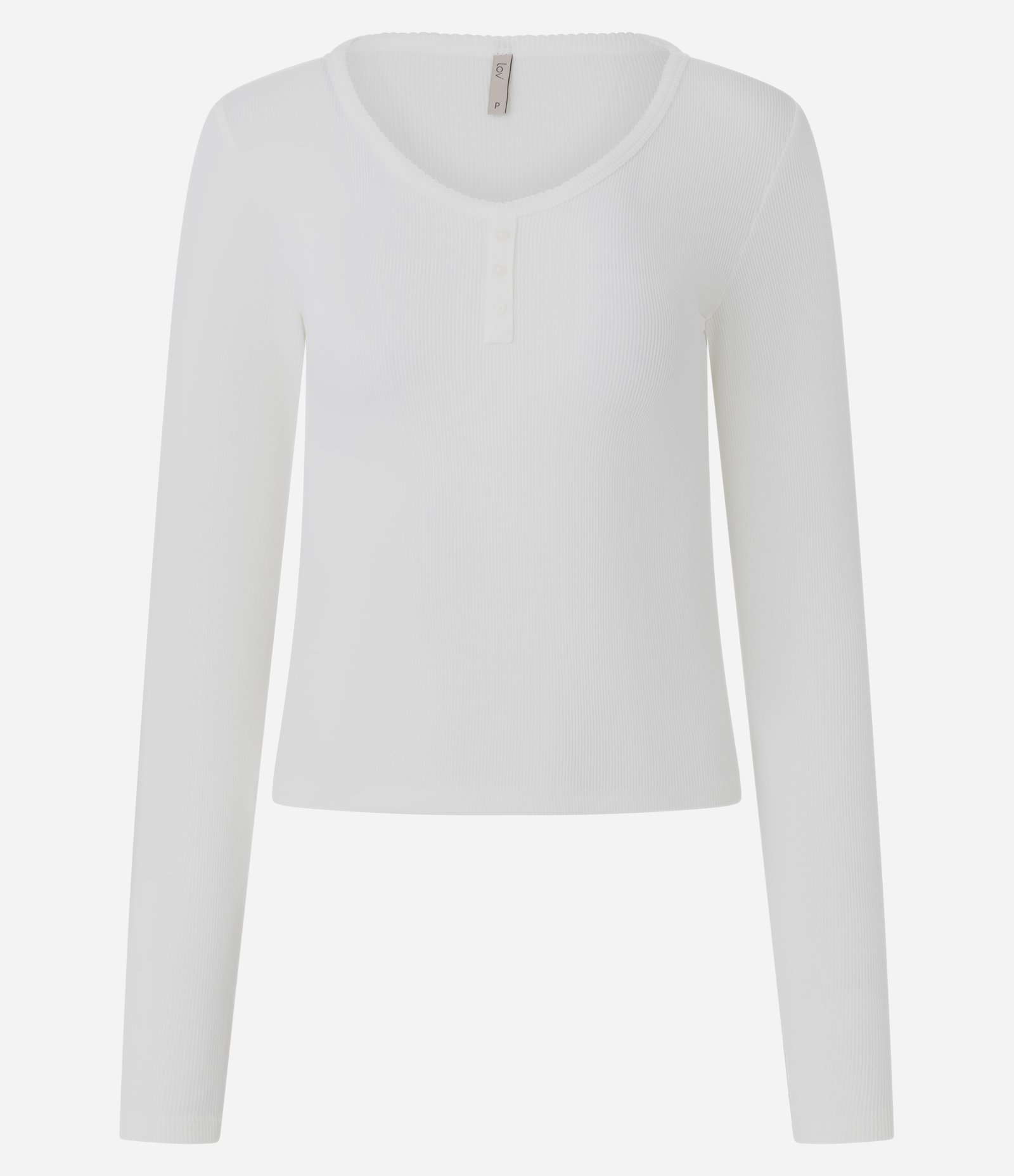 Blusa de Pijama Regular em Ribana com Botões Branco 1